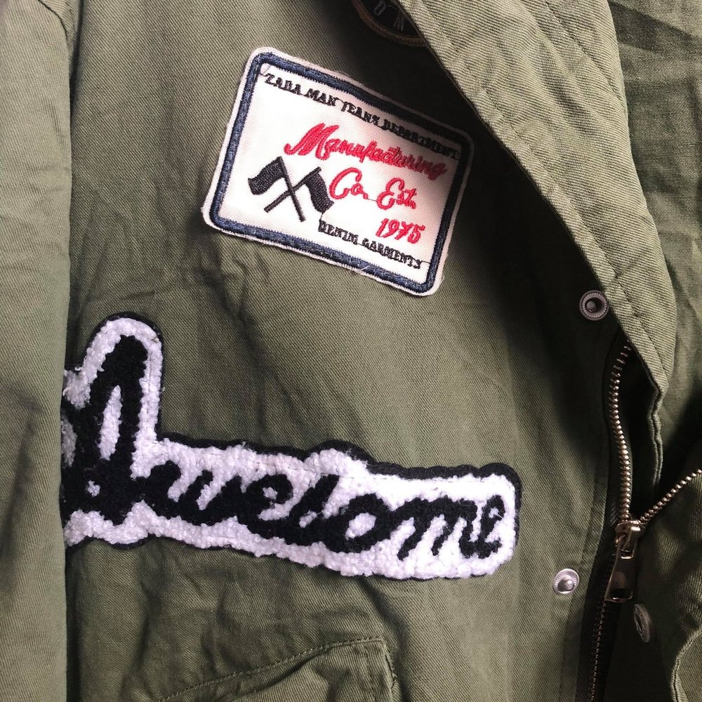 ZARA Womens Army Green Sticker Jacket - Picture 4 of 10